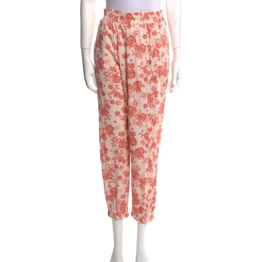 MISA Los‎ Angeles Toile Floral Linen Cotton Blend Cropped Resort Pants XS Garden